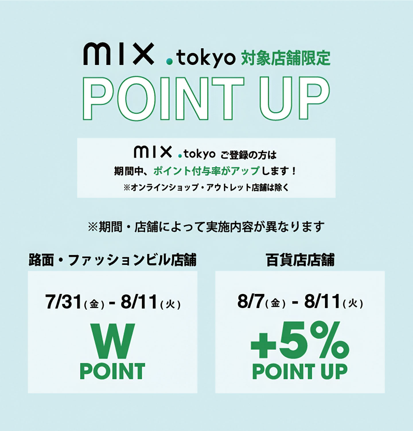 mix.tokyoご登録の方は期間中ポイント付与率がにアップします！
